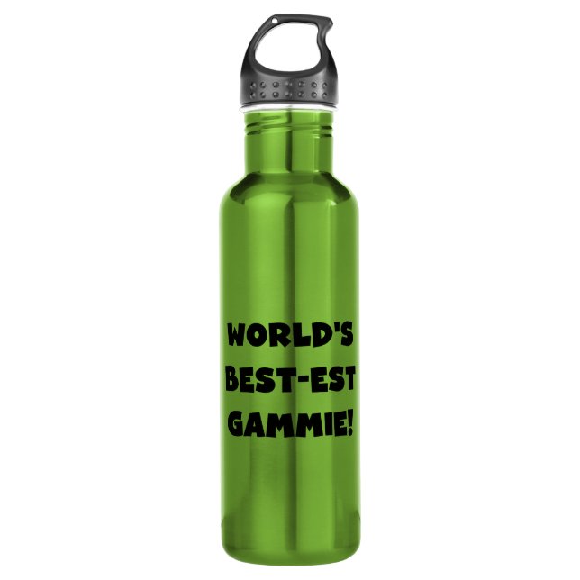 Black Text World's Best-est Gammie 710 Ml Water Bottle (Front)