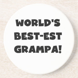 Black Text World's Best-est Grampa T-shirts Gifts Coaster