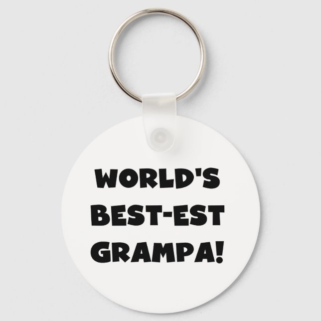 Black Text World's Best-est Grampa T-shirts Gifts Key Ring (Front)
