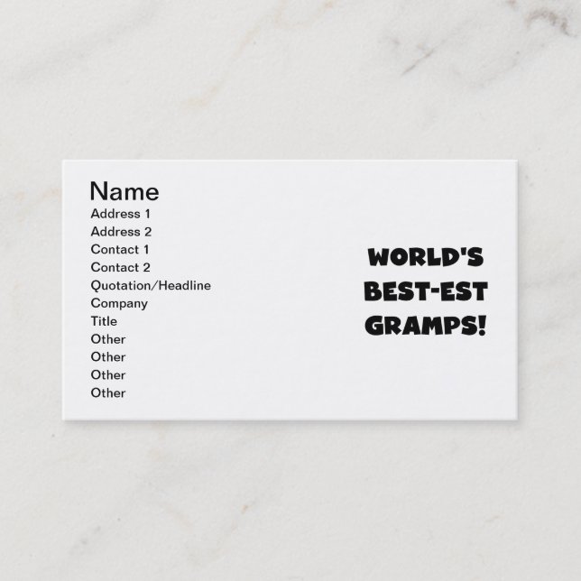 Black Text World's Best-est Gramps Gifts Business Card (Front)