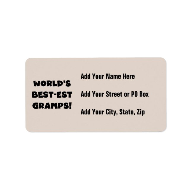 Black Text World's Best-est Gramps Gifts Label (Front)