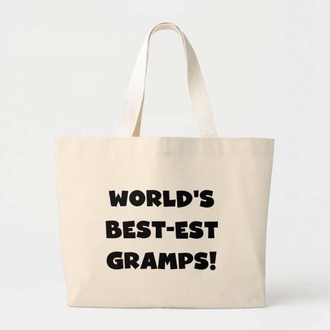 Black Text World's Best-est Gramps Gifts Large Tote Bag (Front)