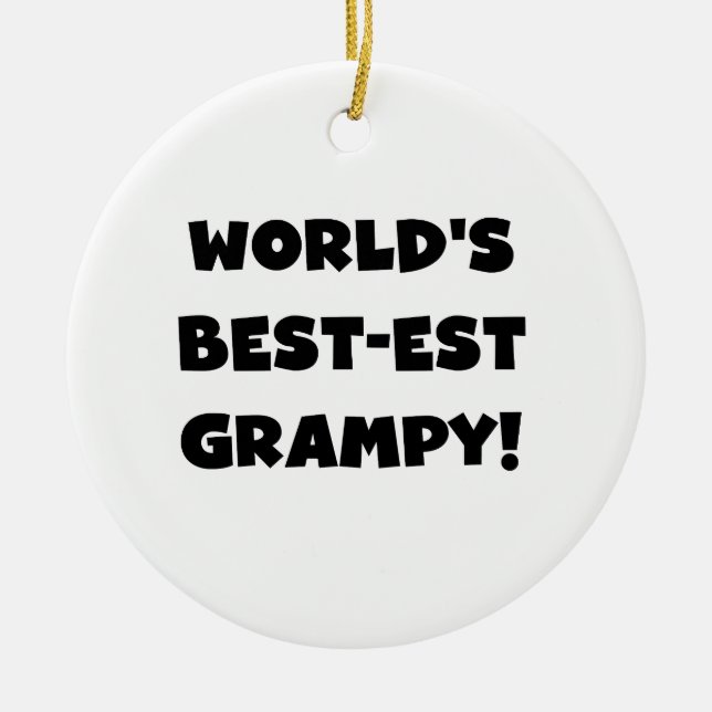 Black Text World's Best-est Grampy Gifts Ceramic Tree Decoration (Front)