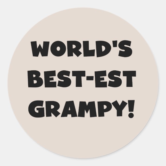 Black Text World's Best-est Grampy Gifts Classic Round Sticker (Front)