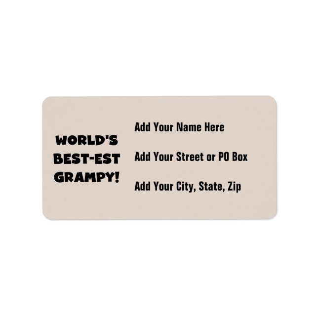 Black Text World's Best-est Grampy Gifts Label (Front)