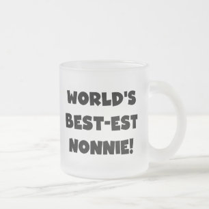 Black Text World's Best-est Nonnie Gifts Frosted Glass Coffee Mug