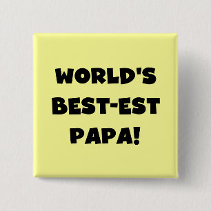 Black Text World's Best-est Papa Tshirts and Gifts 15 Cm Square Badge