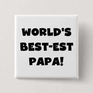 Black Text World's Best-est Papa Tshirts and Gifts 15 Cm Square Badge