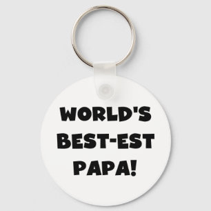 Black Text World's Best-est Papa Tshirts and Gifts Key Ring