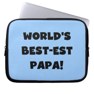 Black Text World's Best-est Papa Tshirts and Gifts Laptop Sleeve