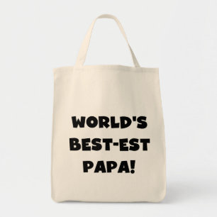 Black Text World's Best-est Papa Tshirts and Gifts Tote Bag