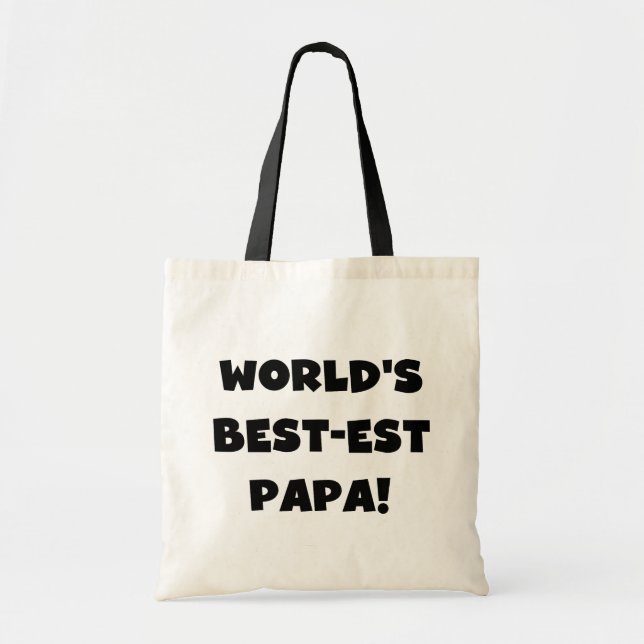 Black Text World's Best-est Papa Tshirts and Gifts Tote Bag (Front)