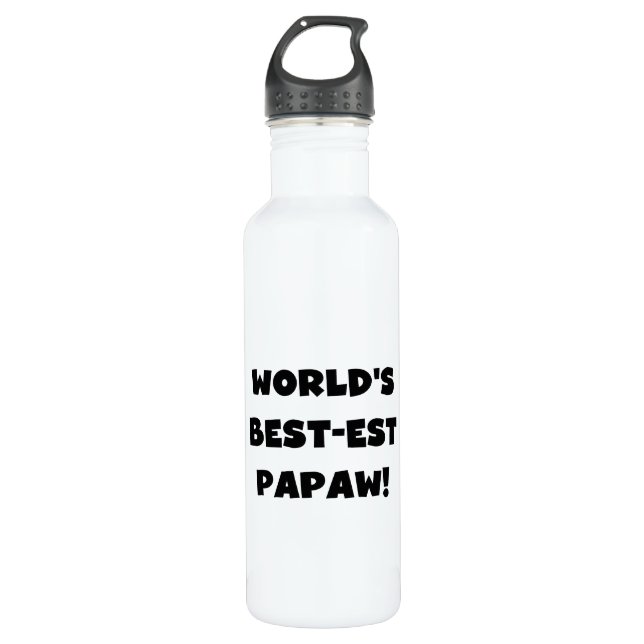Black Text World's Best-est Papaw 710 Ml Water Bottle (Front)