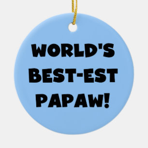 Black Text World's Best-est Papaw Gifts Ceramic Tree Decoration