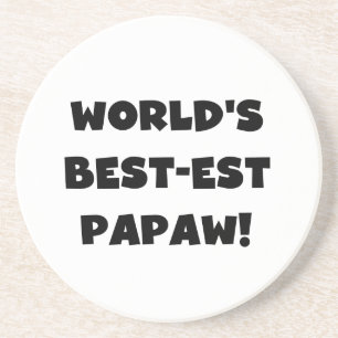 Black Text World's Best-est Papaw Gifts Coaster