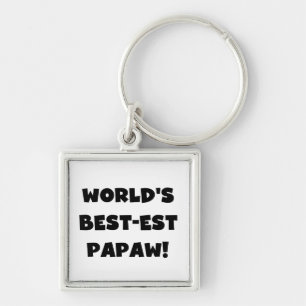 Black Text World's Best-est Papaw Gifts Key Ring