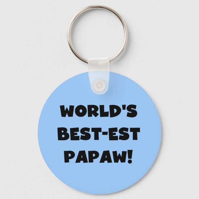 Black Text World's Best-est Papaw Gifts Key Ring (Front)