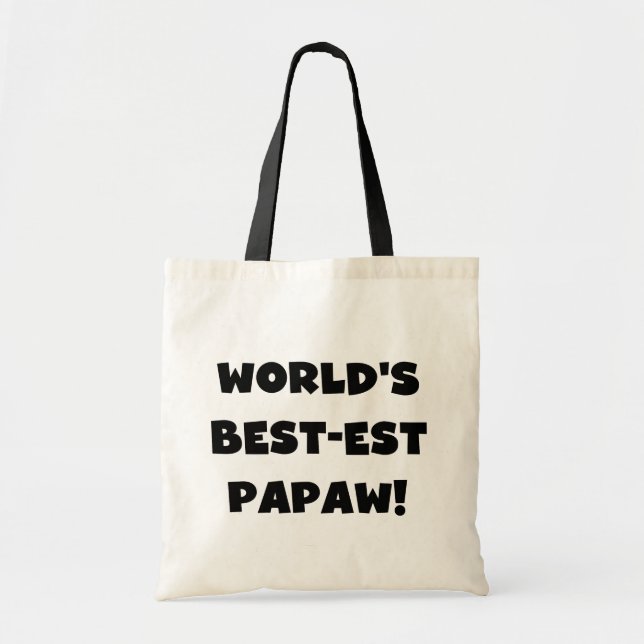 Black Text World's Best-est Papaw Gifts Tote Bag (Front)