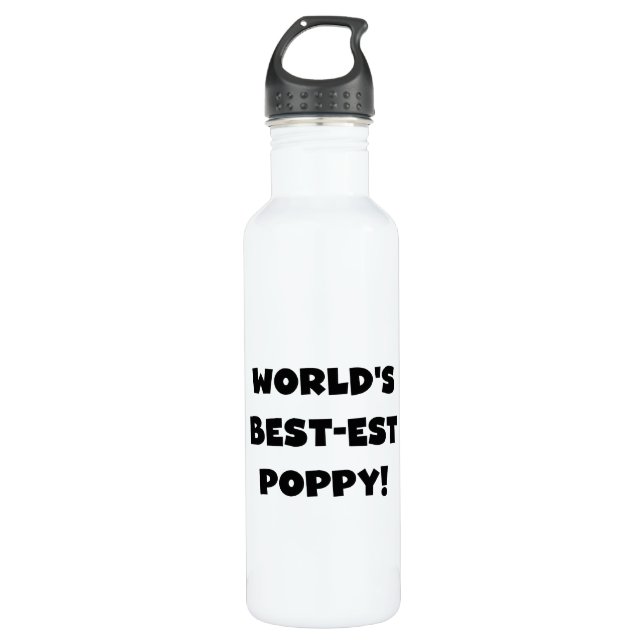 Black Text World's Best-est Poppy 710 Ml Water Bottle (Front)