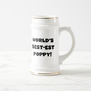 Black Text World's Best-est Poppy Gifts Beer Stein