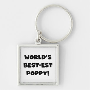 Black Text World's Best-est Poppy Gifts Key Ring