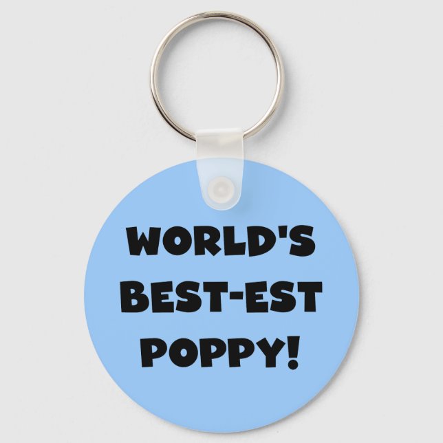 Black Text World's Best-est Poppy Gifts Key Ring (Front)