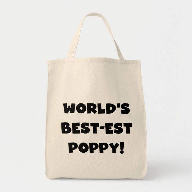 Black Text World's Best-est Poppy Gifts Tote Bag (Front)