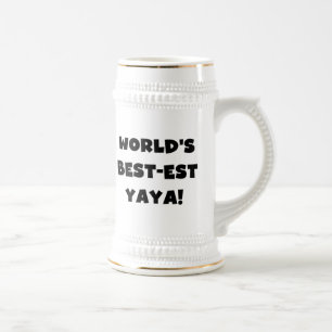 Black Text World's Best-est Yaya Gifts Beer Stein