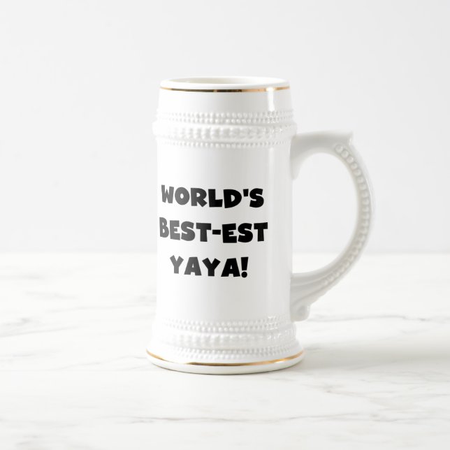Black Text World's Best-est Yaya Gifts Beer Stein (Right)