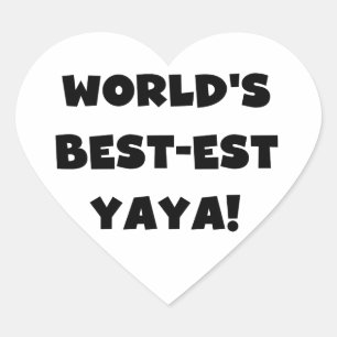 Black Text World's Best-est Yaya Gifts Heart Sticker