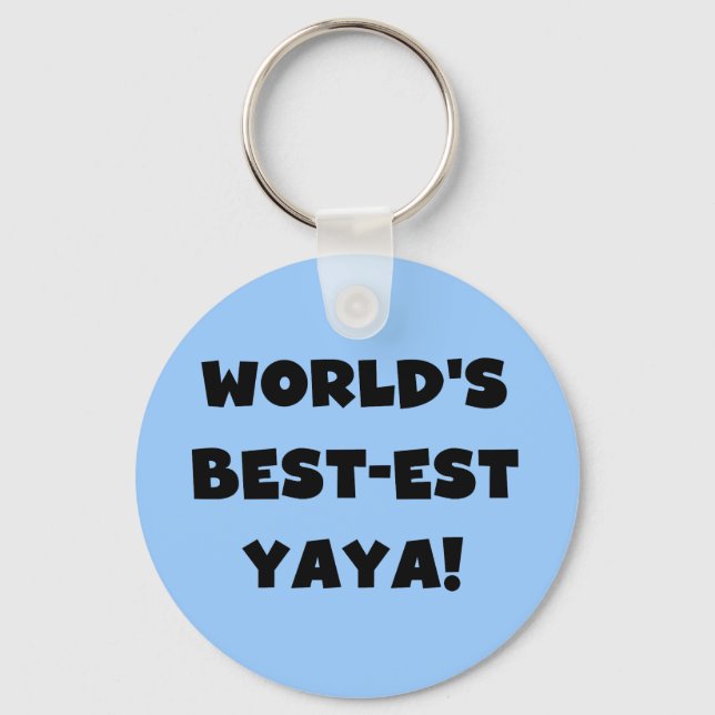 Black Text World's Best-est Yaya Gifts Key Ring (Front)