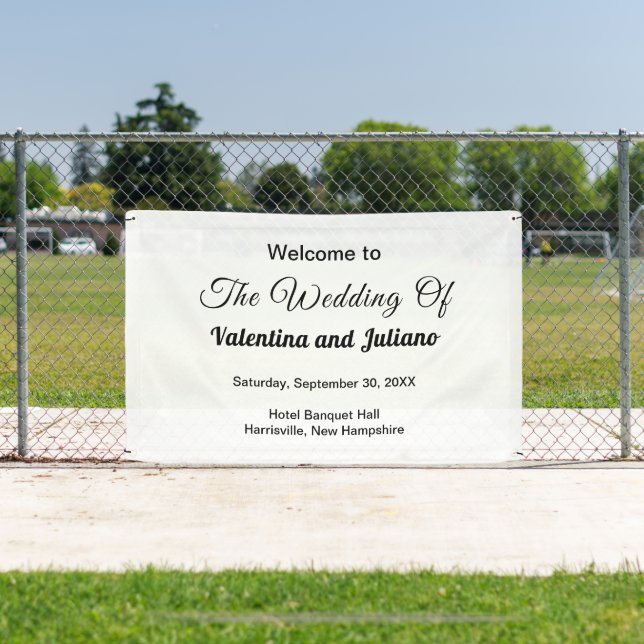 Black Texts on White Background Wedding Rectangle Banner (Insitu)