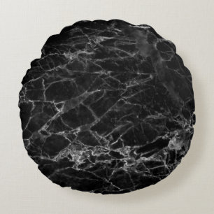 Black texture background stone round cushion