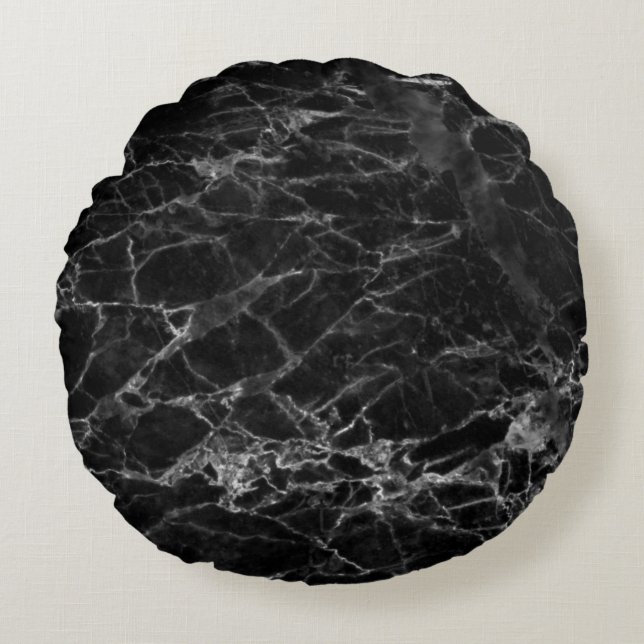 Black texture background stone round cushion (Front)