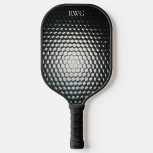 Black Texture Design Monogram Pickleball Paddle