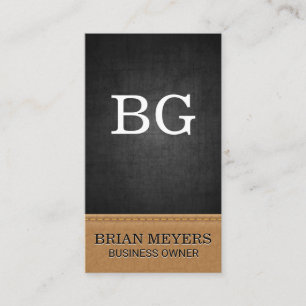 Black Texture Stitched Leather Business Card