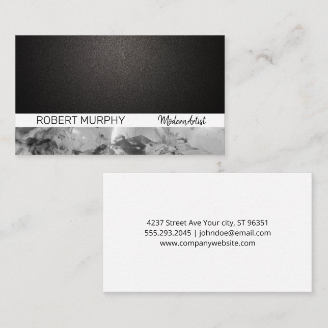 Black Texture | Watercolor Business Card (Front/Back)