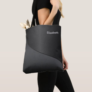 Black Textured Corner Swoop Tote Bag