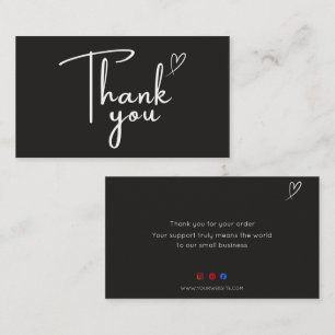 Black Thank You Card Social Media Small Business