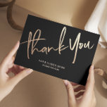 Black Thank You Elegant Universal Postcard<br><div class="desc">Black Thank You Elegant Universal Postcard featuring modern script calligraphy text in faux gold foil</div>
