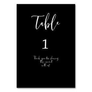 Black Thank You for Sharing Wedding Table Number