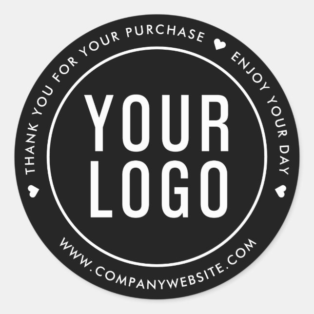 Black Thank You For Your Purchase Stickers Logo (Front)