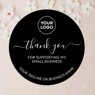 Black Thank you Small Business Logo Round Sticker