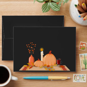 Black Thanksgiving Envelope with Leaves Liner