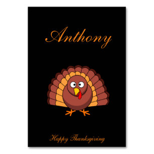 Black Thanksgiving Place Cards With Turkey