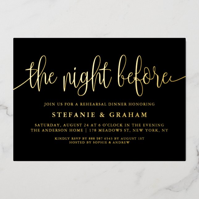 Black The Night Before Script Rehearsal Dinner (Front)