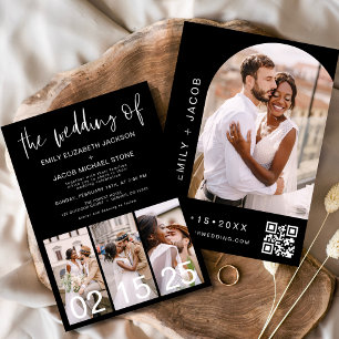 Black The Wedding of Minimalist QR code Invitation