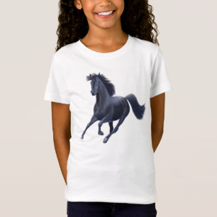Black Thoroughbred Horse Girls Baby Doll Shirt