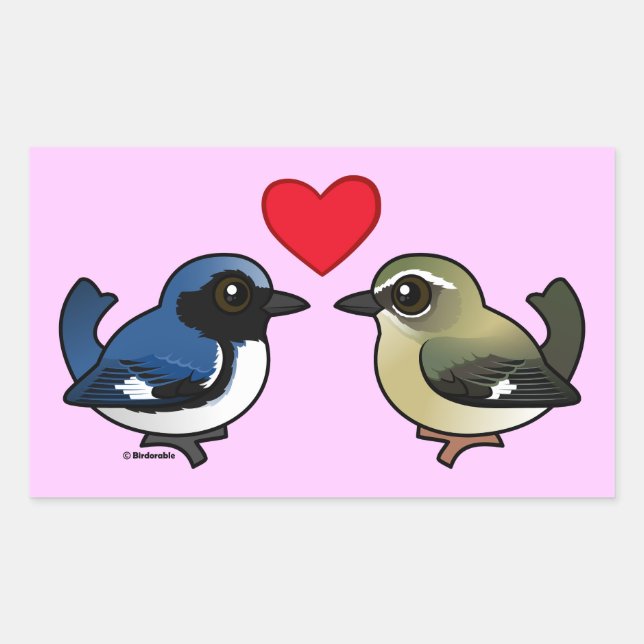 Black-throated Blue Love Rectangular Sticker (Front)