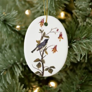 Black-Throated Blue Warbler Audubon Bird Ceramic Tree Decoration